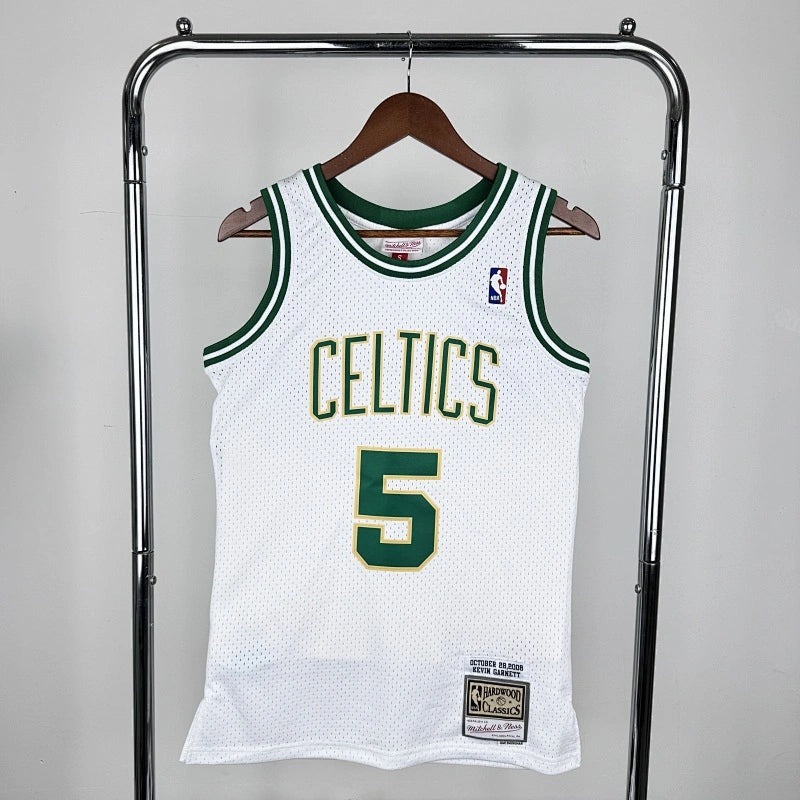 Boston Celtics 08 White/Gold Kevin Garnett No. 5 Throwback Swingman Jersey