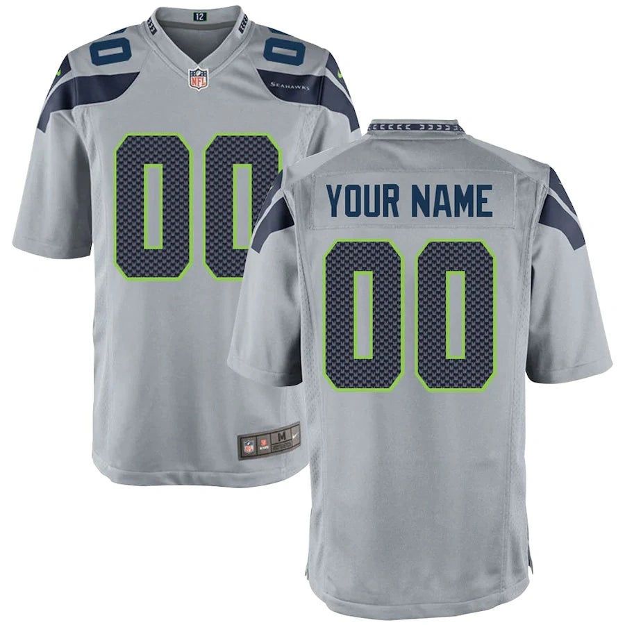 Custom Seattle Seahawks Game Alternate Jersey - Back 002