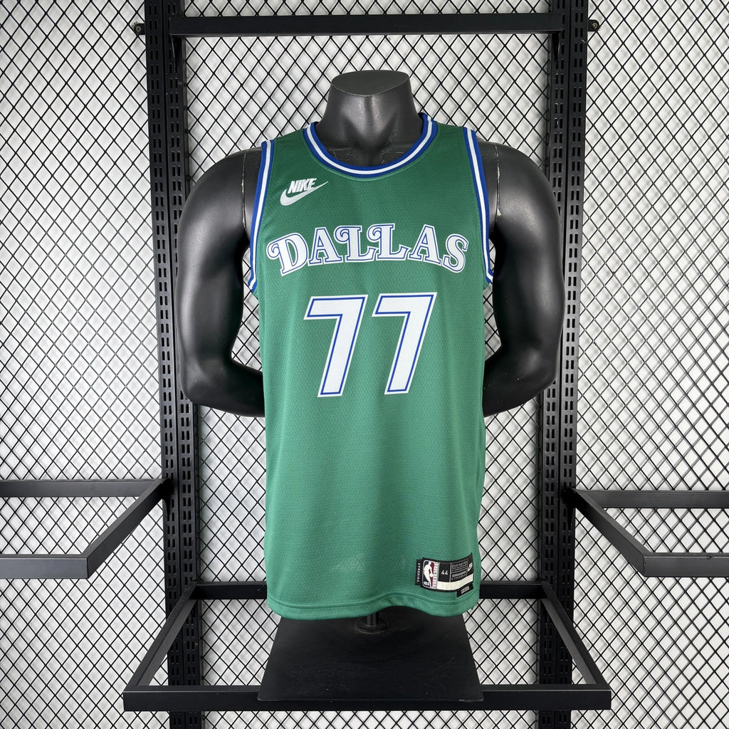 Luka Doncic No.77 Dallas Mavericks Throwback Green Jersey 2025-26 NBA Authentic Swingman Jersey - View 1