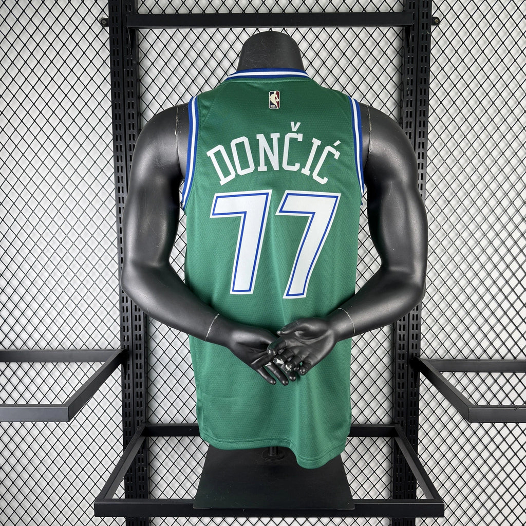 Luka Doncic No.77 Dallas Mavericks Throwback Green Jersey 2025-26 NBA Authentic Swingman Jersey - View 2