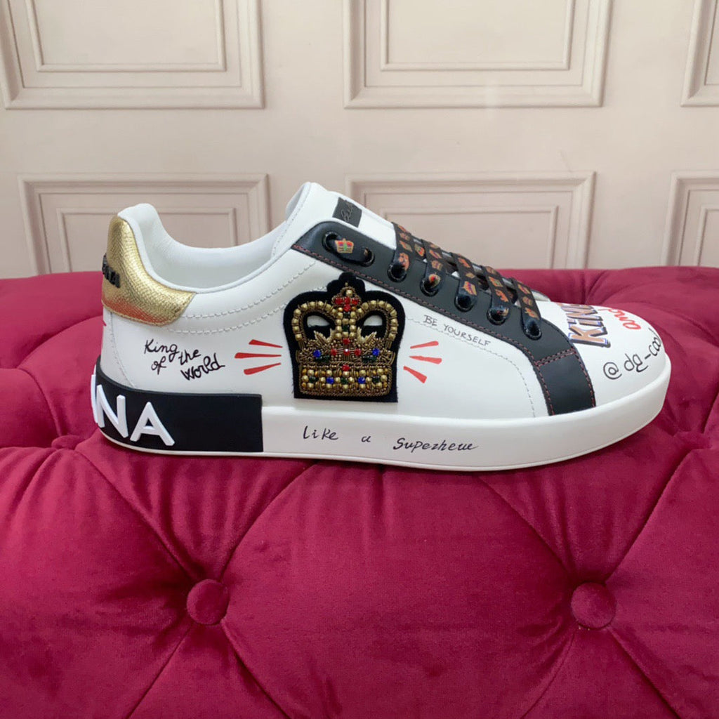 White & Black Leather Casual Sneakers #8707 | Men's Streetwear