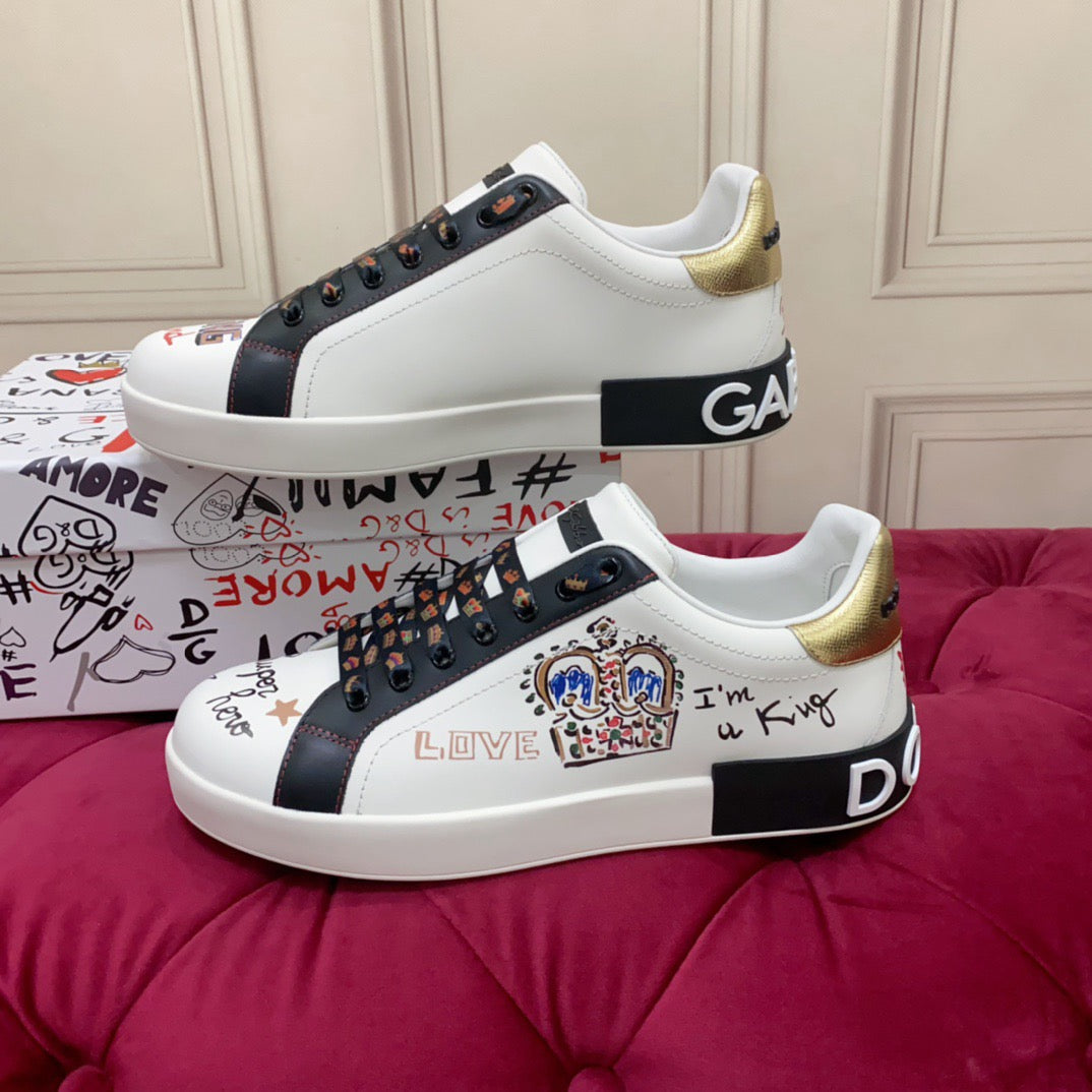 White & Black Leather Casual Sneakers #8707 | Men's Streetwear