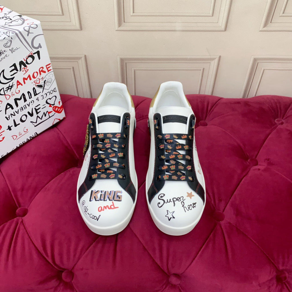 White & Black Leather Casual Sneakers #8707 | Men's Streetwear
