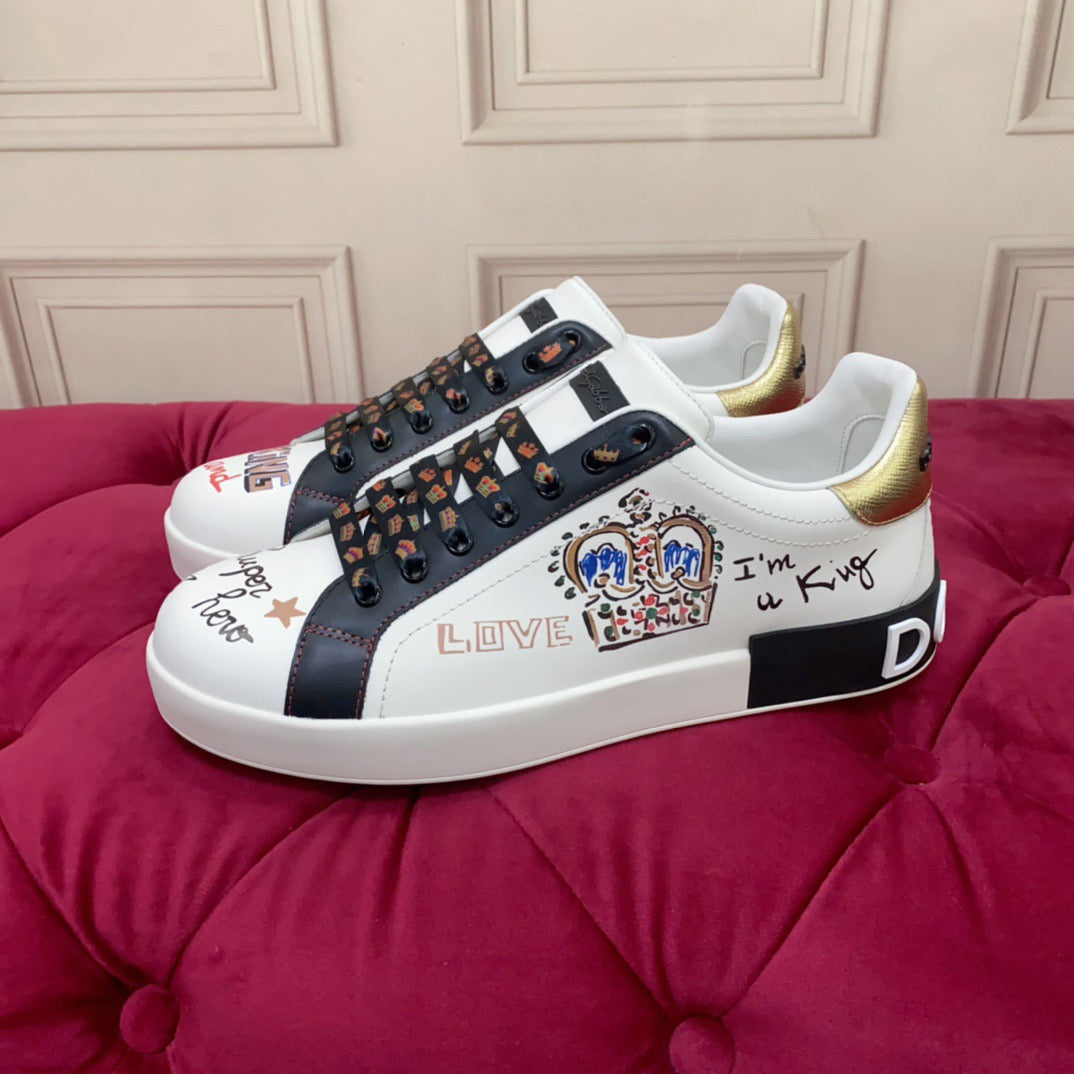 White & Black Leather Casual Sneakers #8707 | Men's Streetwear