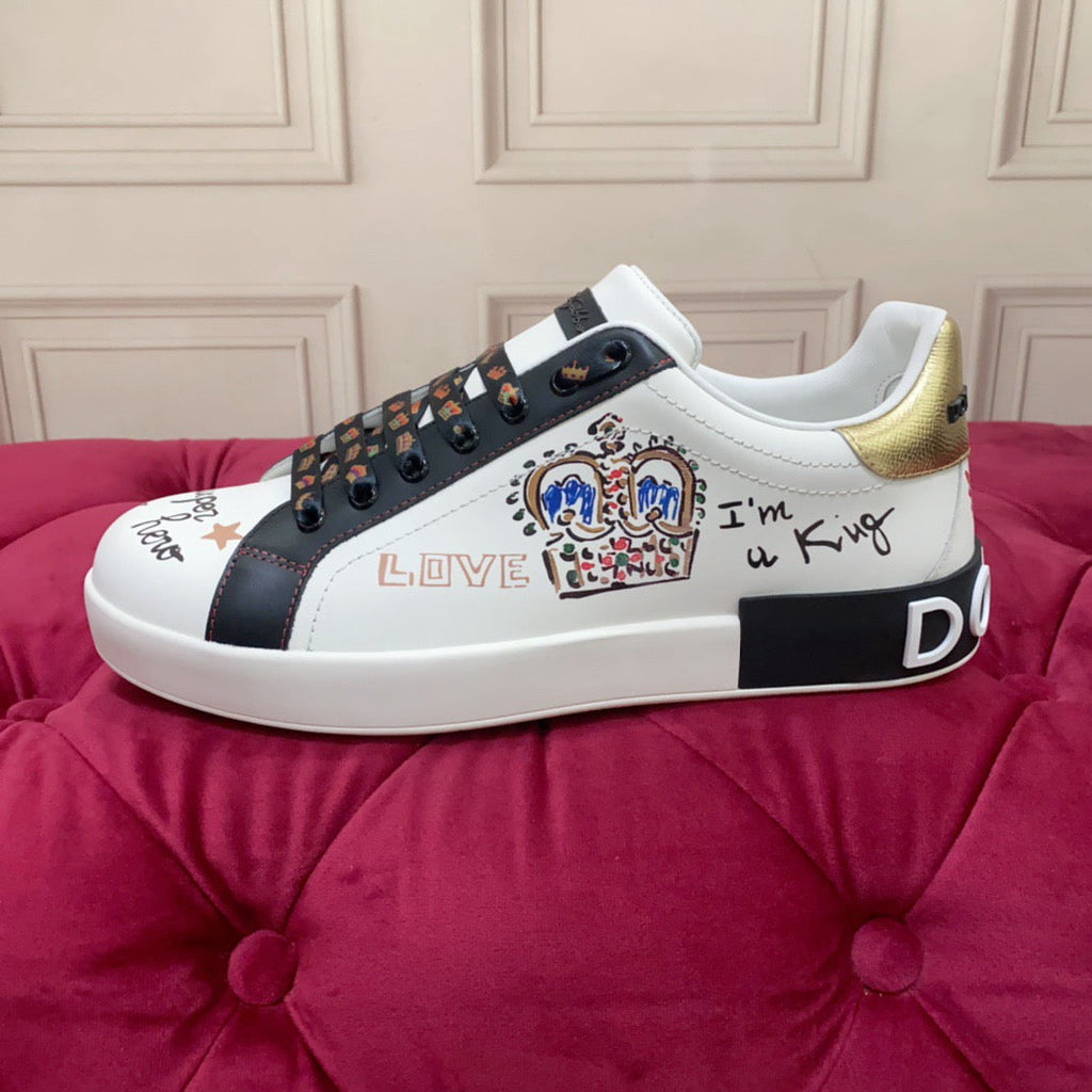 White & Black Leather Casual Sneakers #8707 | Men's Streetwear