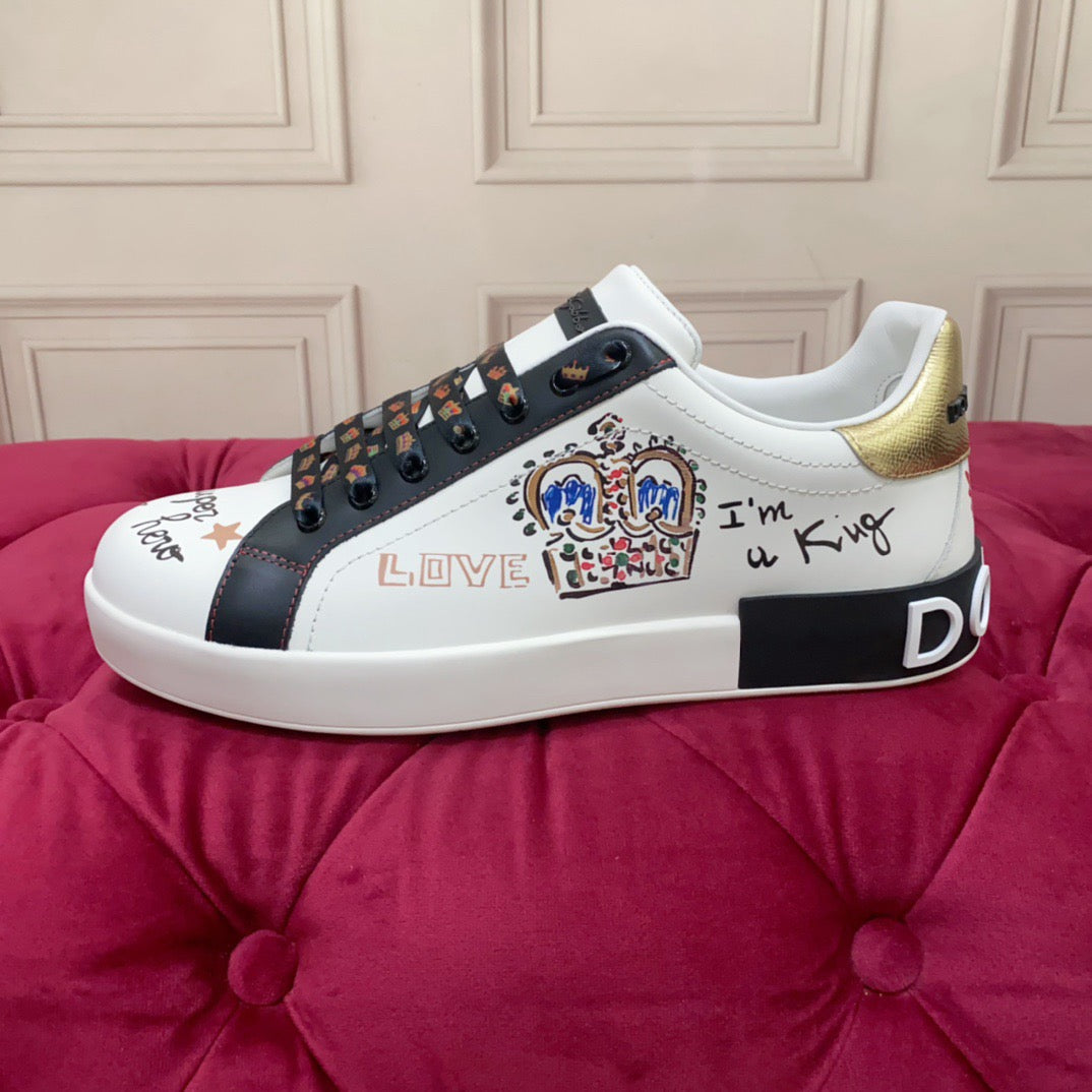 White & Black Leather Casual Sneakers #8707 | Men's Streetwear