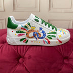 2026 Premium Leather Casual Sneakers - Designer Unisex Shoes in White & White/Green