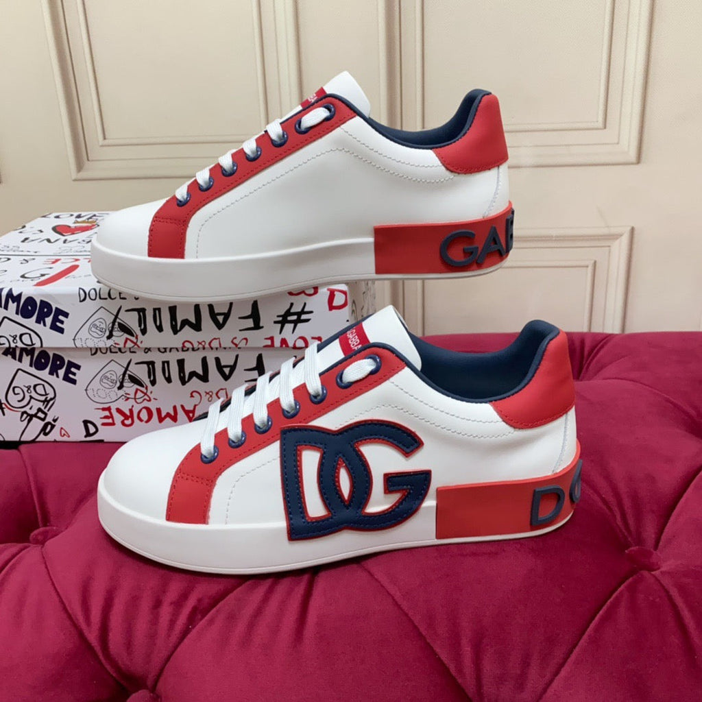 White & Red Leather Casual Sneakers #2 | Men's Streetwear