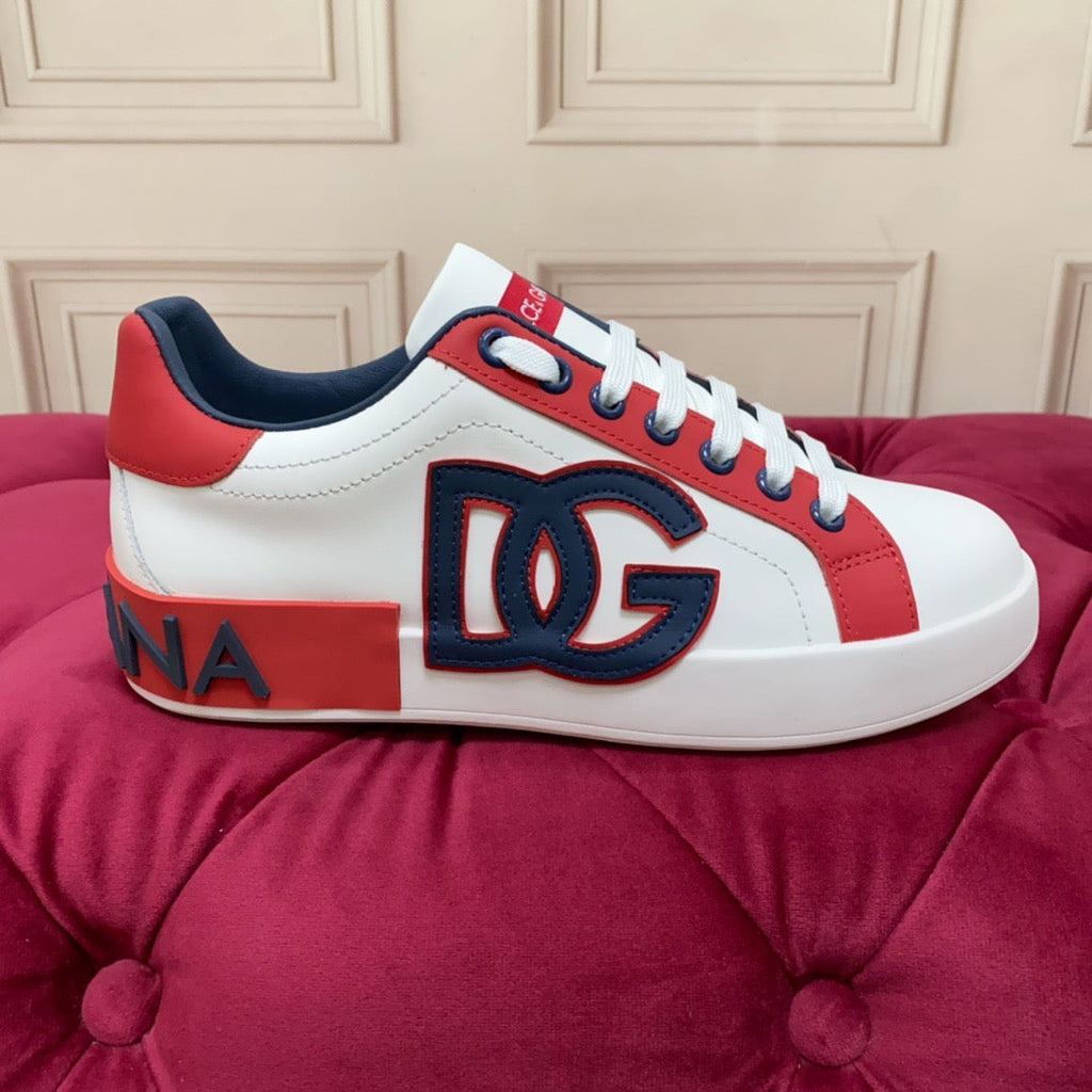 White & Red Leather Casual Sneakers #2 | Men's Streetwear
