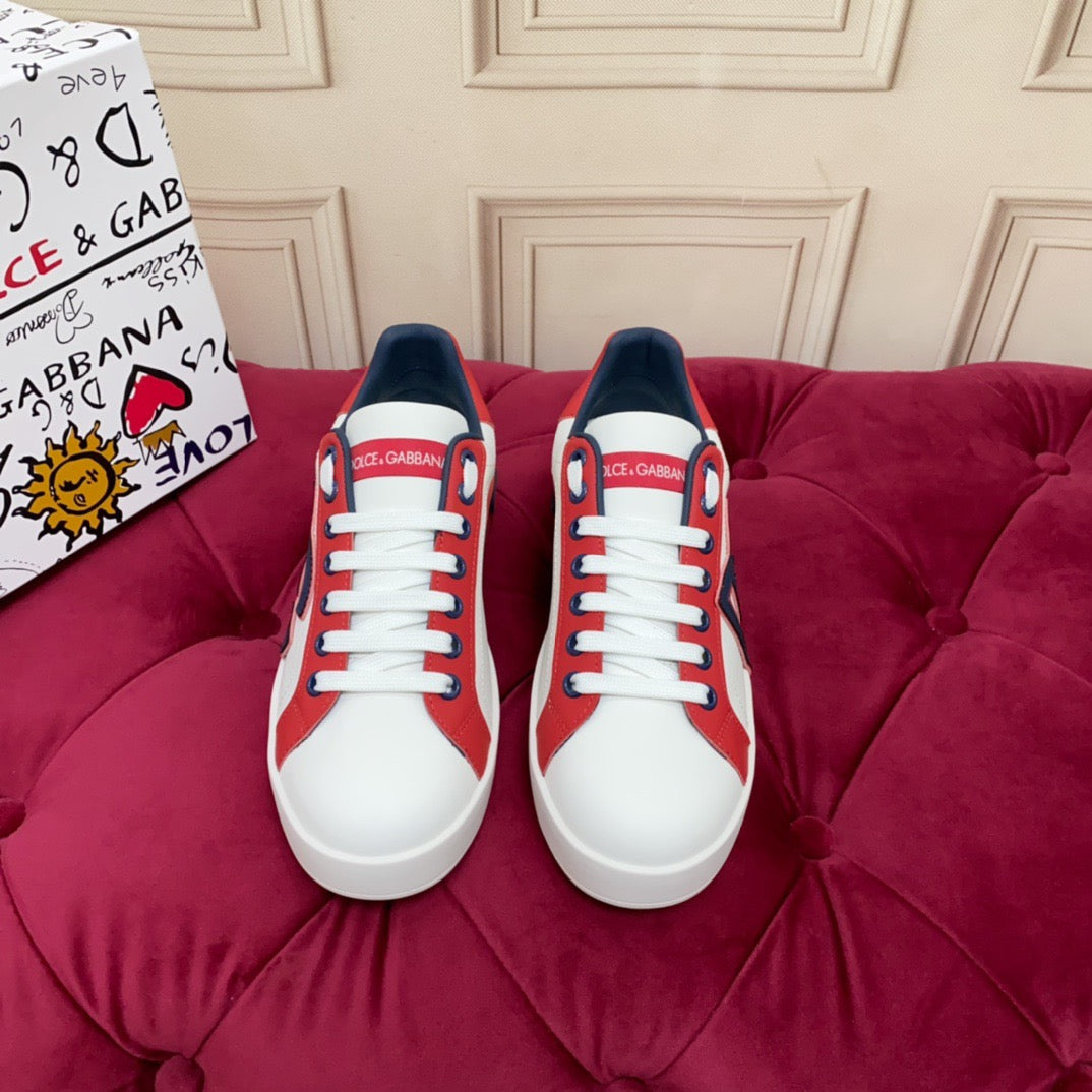 White & Red Leather Casual Sneakers #2 | Men's Streetwear