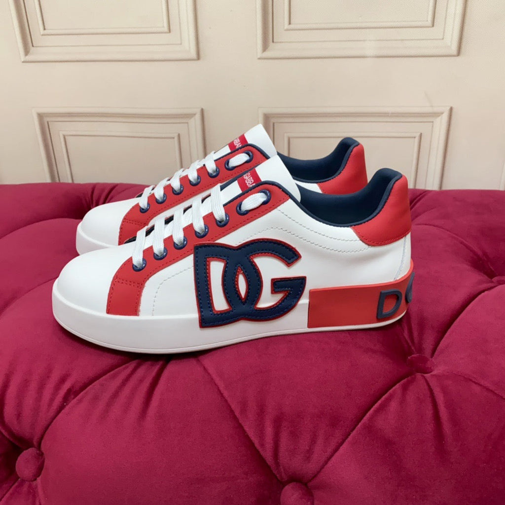 White & Red Leather Casual Sneakers #2 | Men's Streetwear