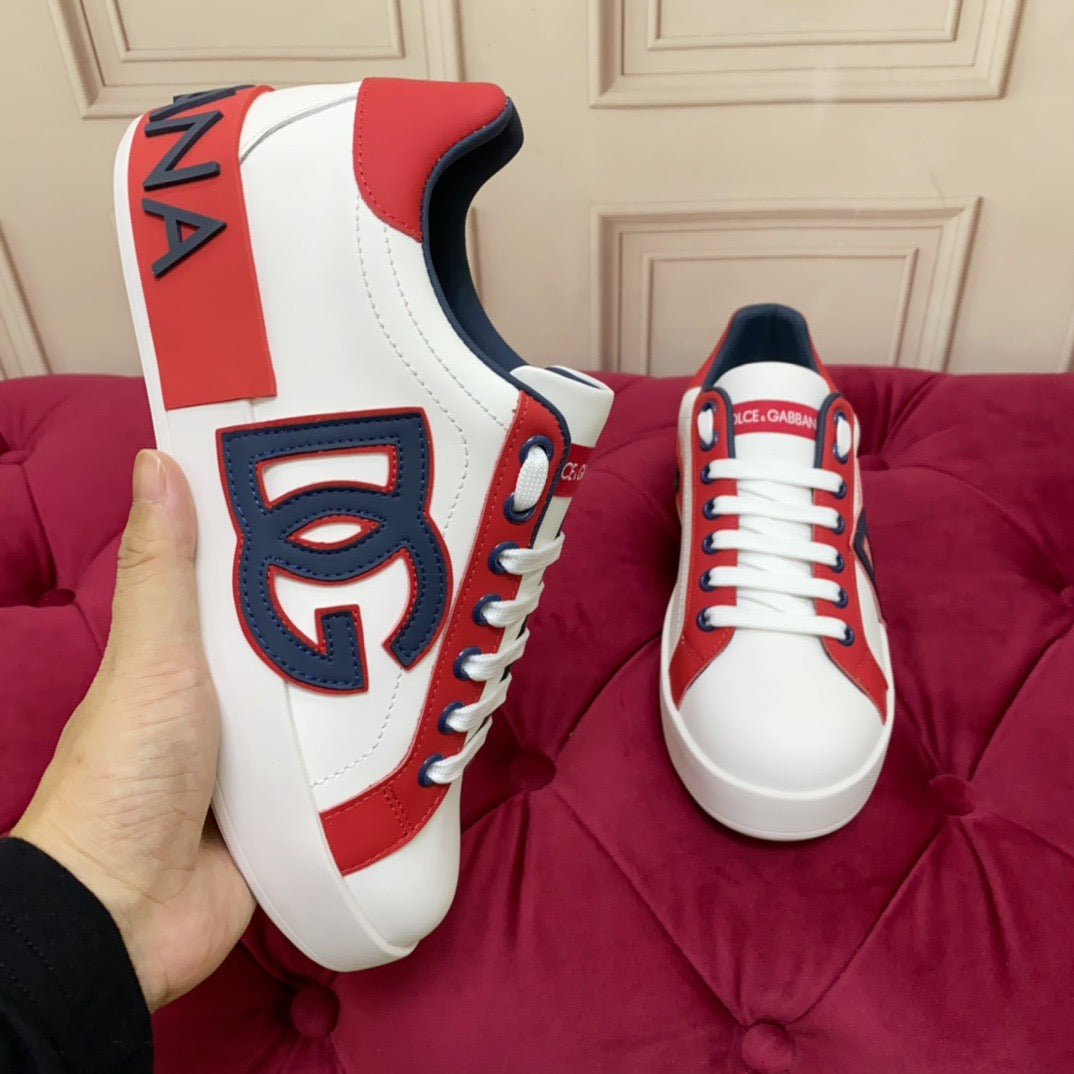 White & Red Leather Casual Sneakers #2 | Men's Streetwear