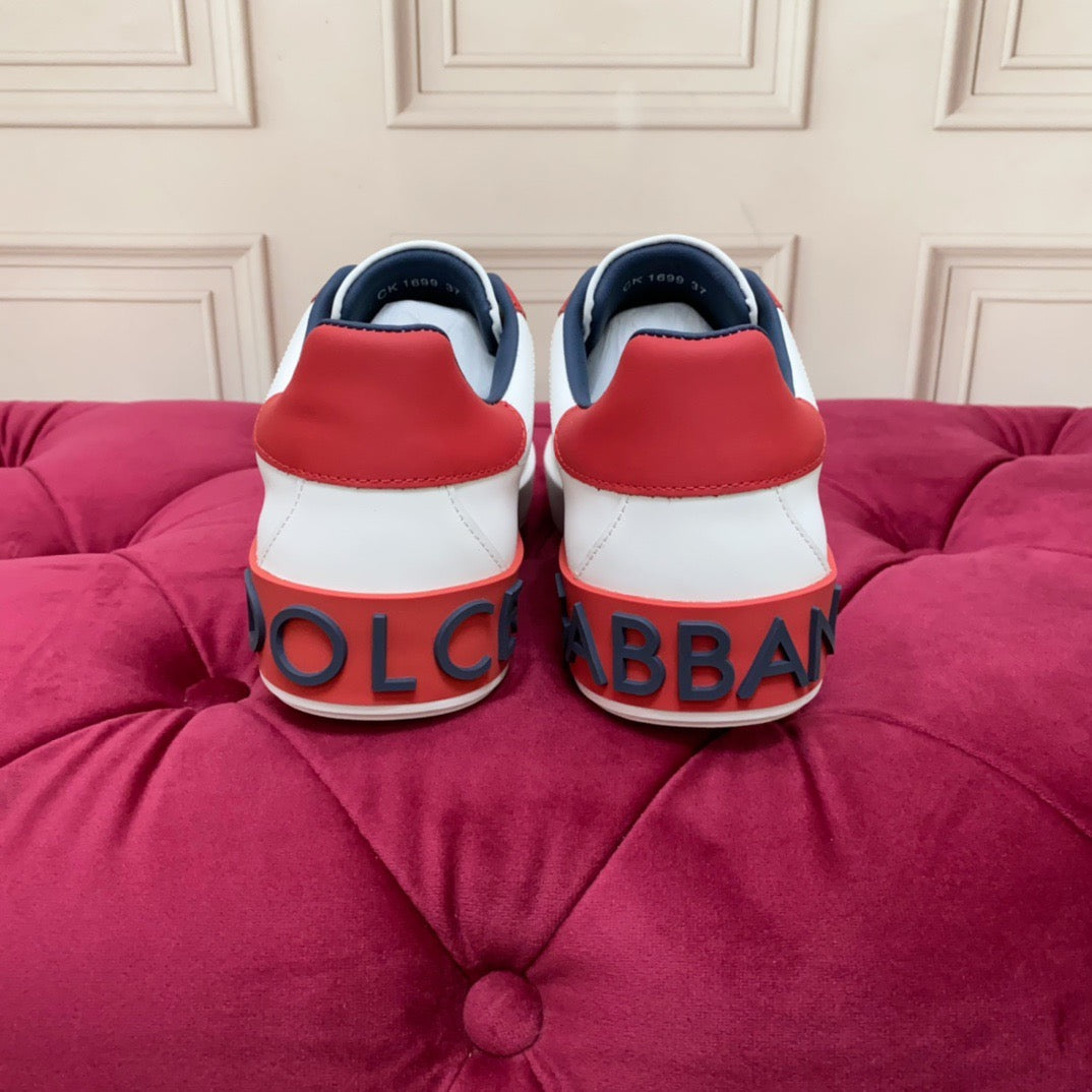 White & Red Leather Casual Sneakers #2 | Men's Streetwear