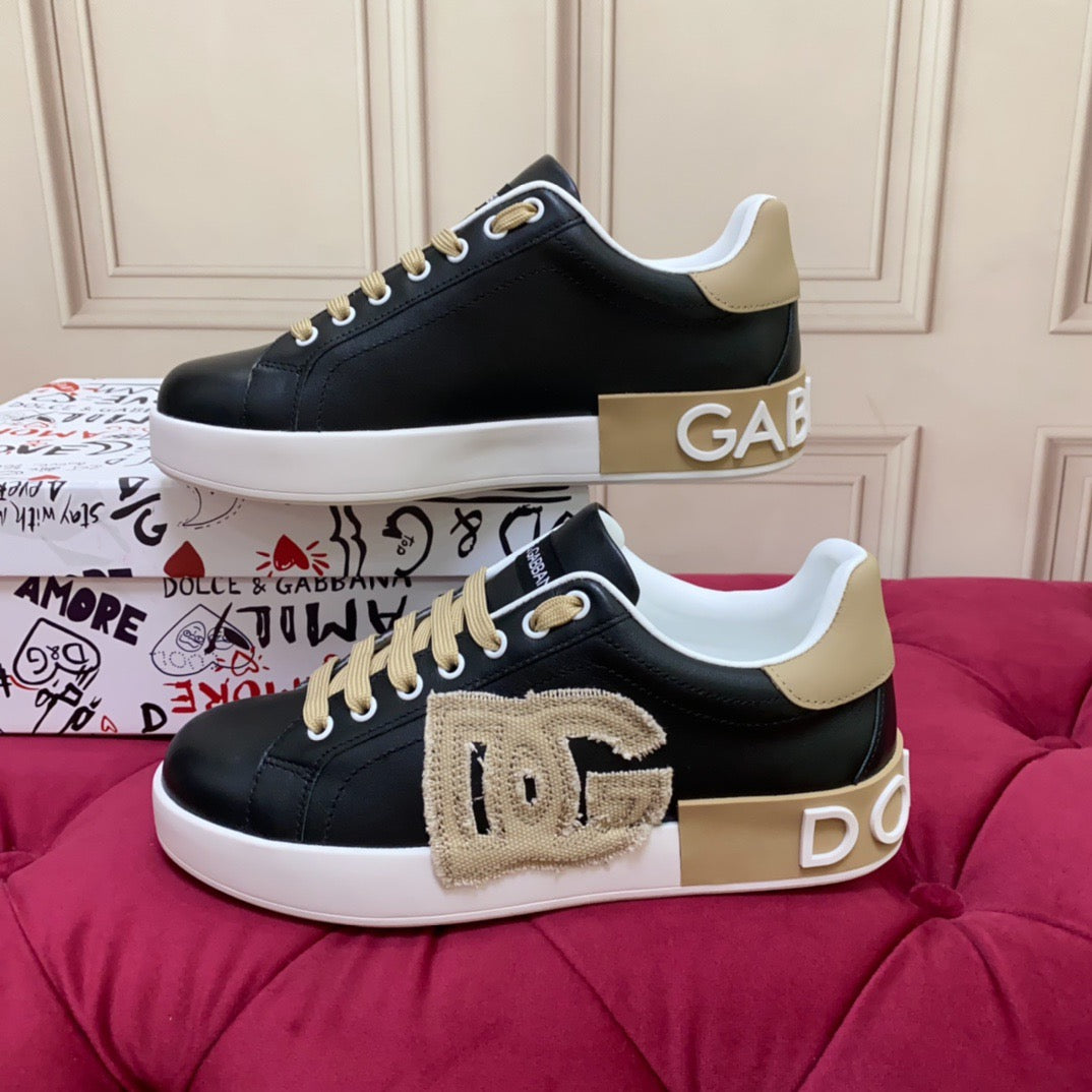 D*G Black Leather Casual Sneakers #4 | Men's Streetwear
