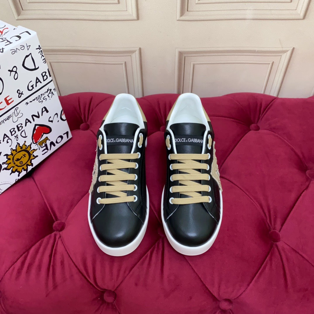 D*G Black Leather Casual Sneakers #4 | Men's Streetwear