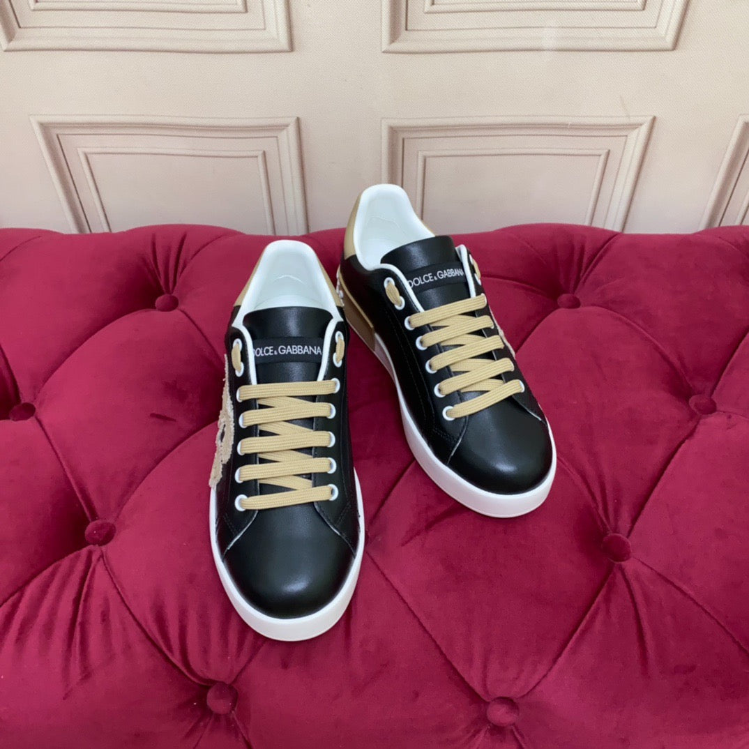 D*G Black Leather Casual Sneakers #4 | Men's Streetwear