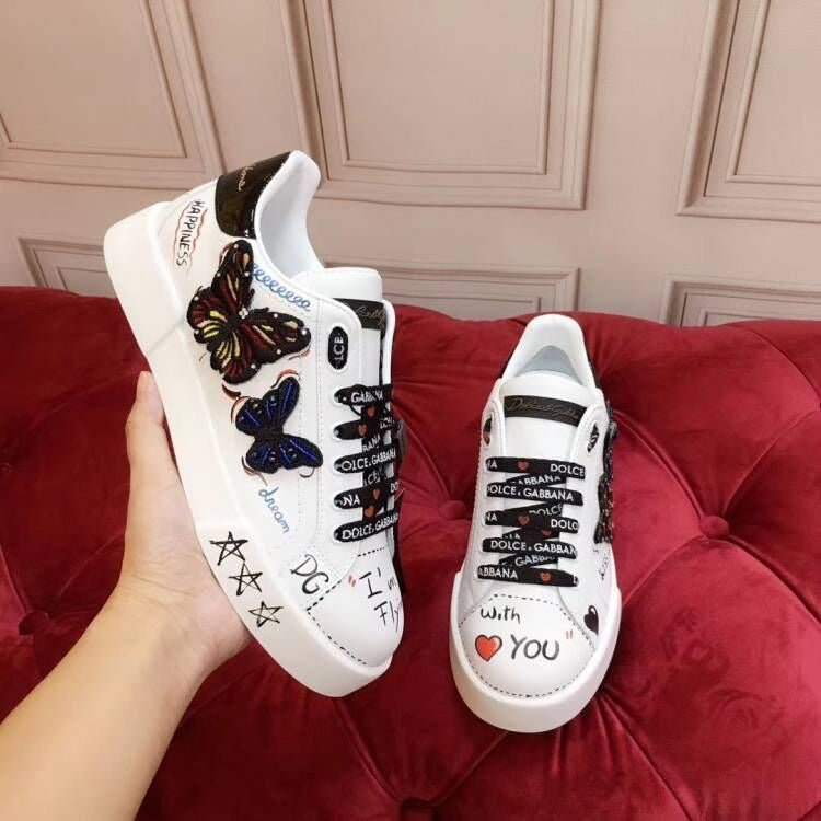 D*G White Leather Casual Sneakers #7 | Men's Streetwear