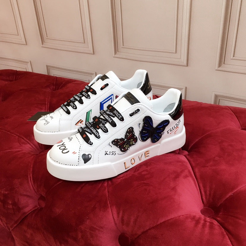D*G White Leather Casual Sneakers #7 | Men's Streetwear