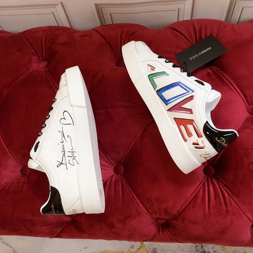 D*G White Leather Casual Sneakers #7 | Men's Streetwear