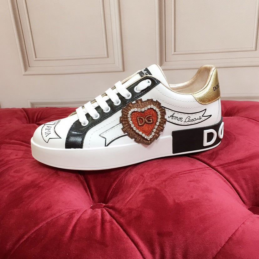 D*G White Leather Casual Sneakers #7 | Men's Streetwear