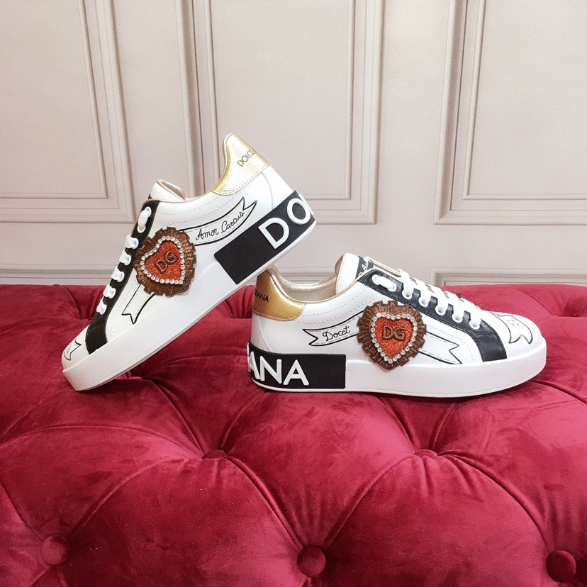 D*G White Leather Casual Sneakers #7 | Men's Streetwear