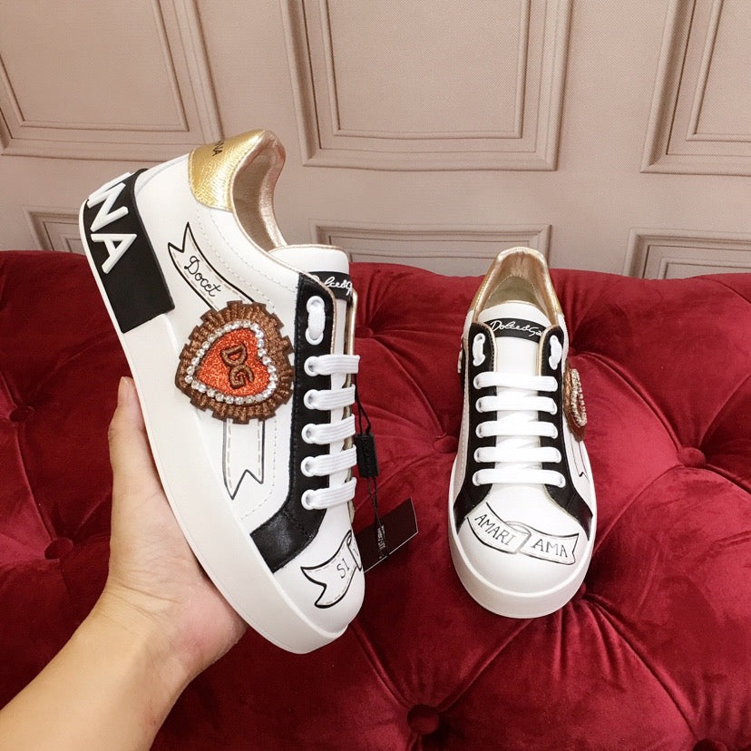 D*G White Leather Casual Sneakers #7 | Men's Streetwear