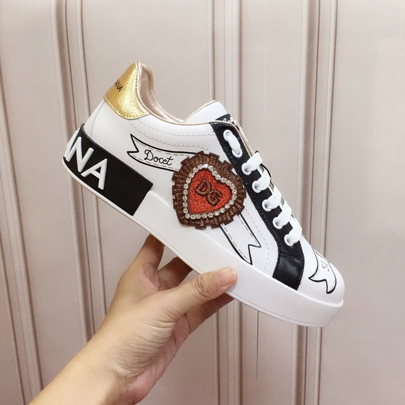 D*G White Leather Casual Sneakers #7 | Men's Streetwear
