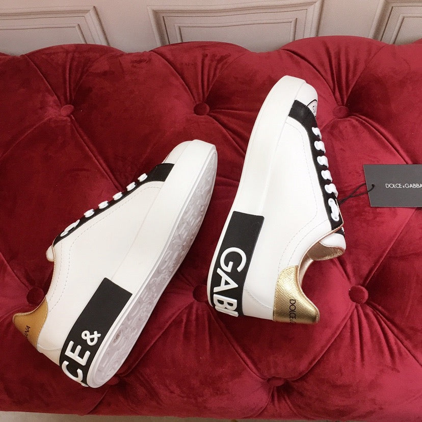 D*G White Leather Casual Sneakers #7 | Men's Streetwear