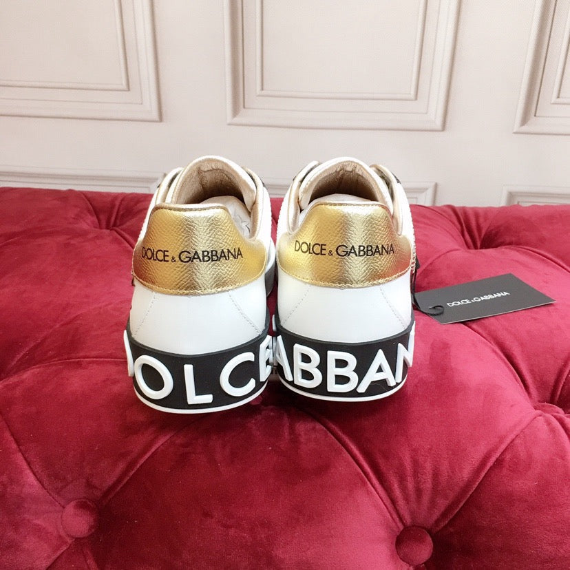 D*G White Leather Casual Sneakers #8 | Men's Streetwear