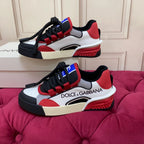 2026 Premium Leather Casual Sneakers - Designer Unisex Shoes in Red, Blue & White