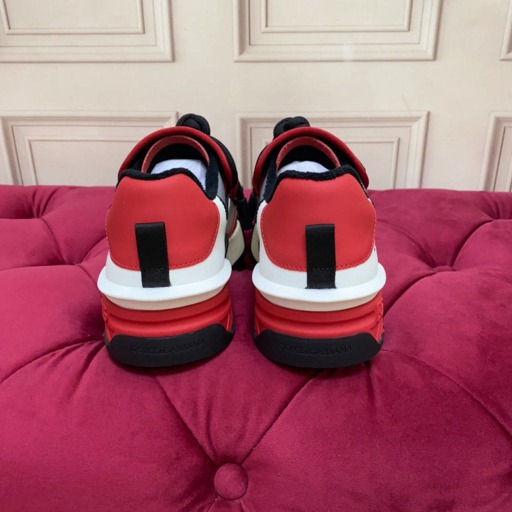 2026 Premium Leather Casual Sneakers - Designer Unisex Shoes in Red, Blue & White