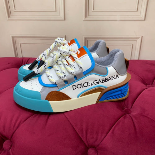 2026 Premium Leather Casual Sneakers - Designer Unisex Shoes in Red, Blue & White