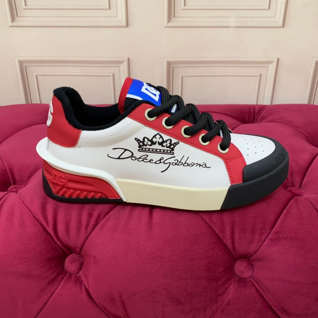 Red Leather Casual Sneakers #14 | Men's Streetwear