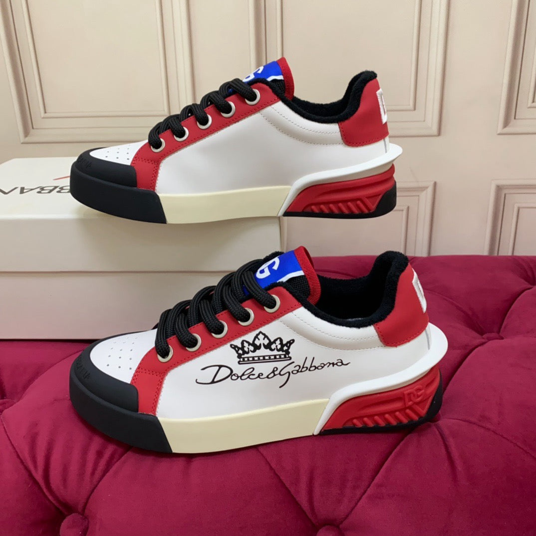 Red Leather Casual Sneakers #14 | Men's Streetwear