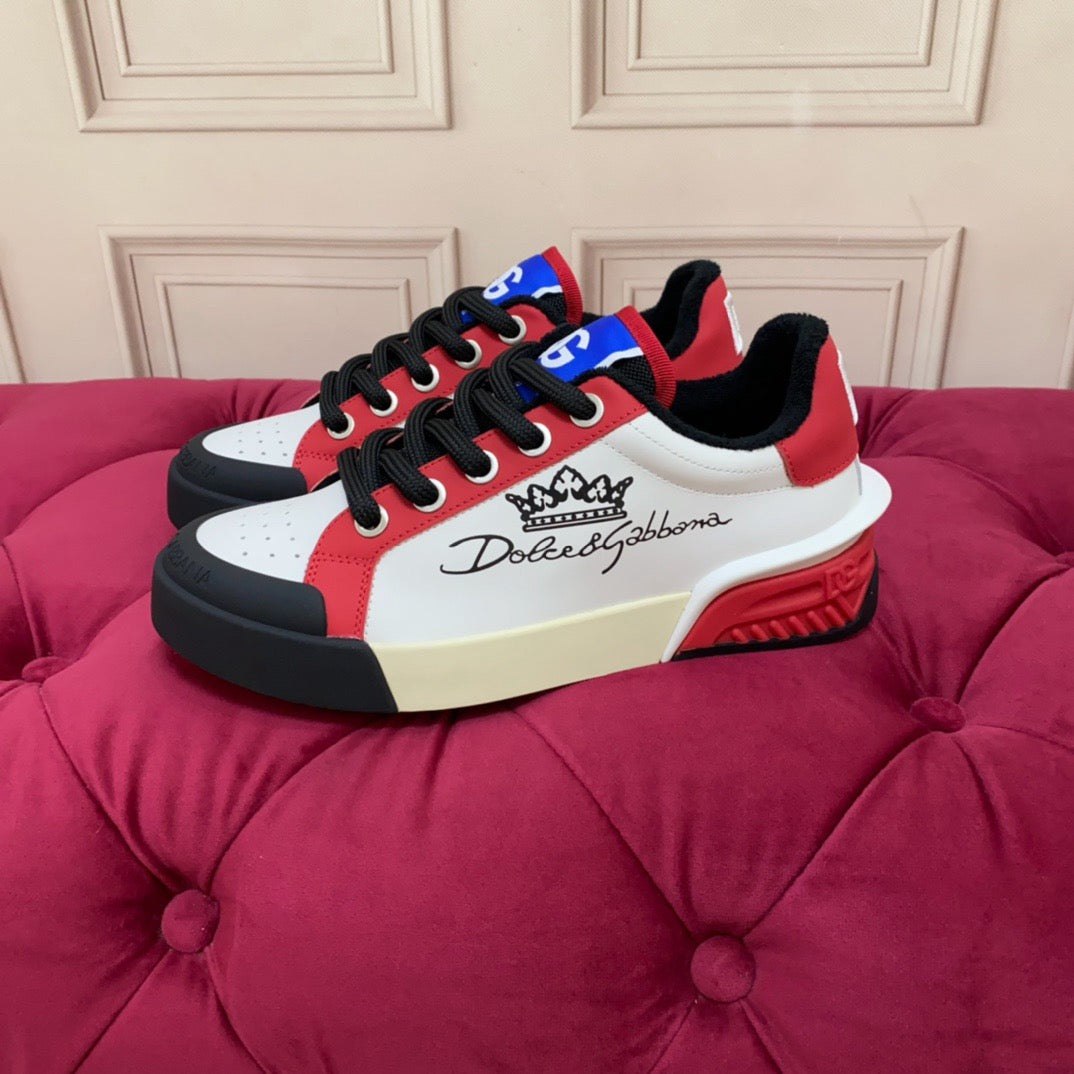 Red Leather Casual Sneakers #14 | Men's Streetwear