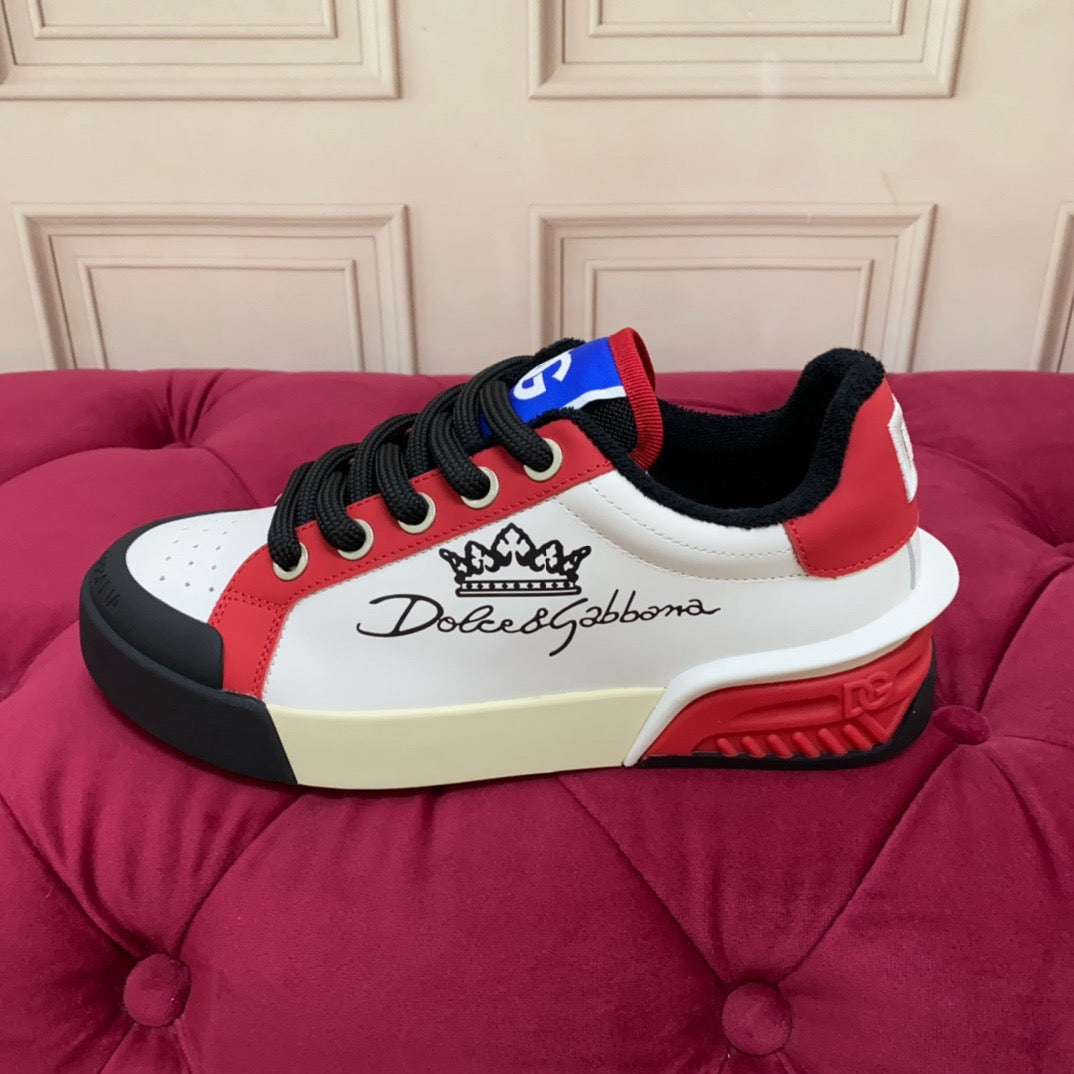 Red Leather Casual Sneakers #14 | Men's Streetwear