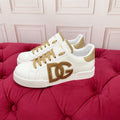 D*G White & Gold Casual Sneakers #18 | Streetwear Shoes