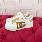 White & Gold Casual Sneakers #18 | Streetwear Shoes