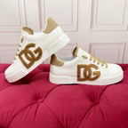 White & Gold Casual Sneakers #18 | Streetwear Shoes