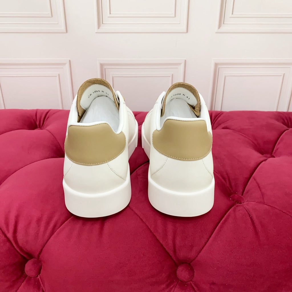 D*G White & Gold Casual Sneakers #18 | Streetwear Shoes
