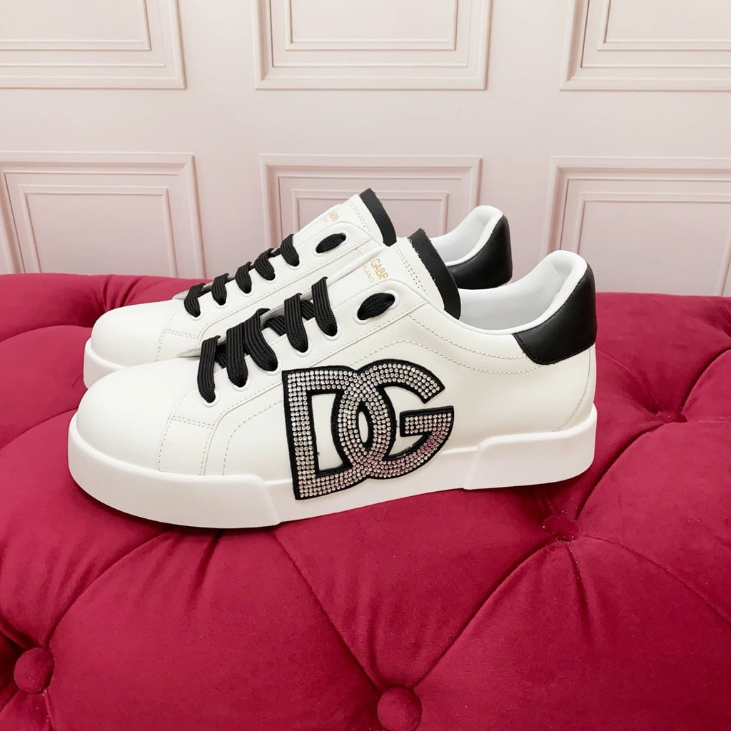 D*G White & Gold Casual Sneakers #18 | Streetwear Shoes