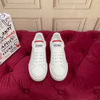 White & Red Leather Casual Sneakers #39 | Men's Streetwear
