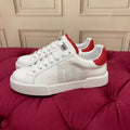 White & Red Leather Casual Sneakers #39 | Men's Streetwear