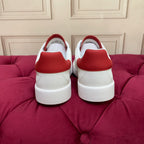 White & Red Leather Casual Sneakers #39 | Men's Streetwear
