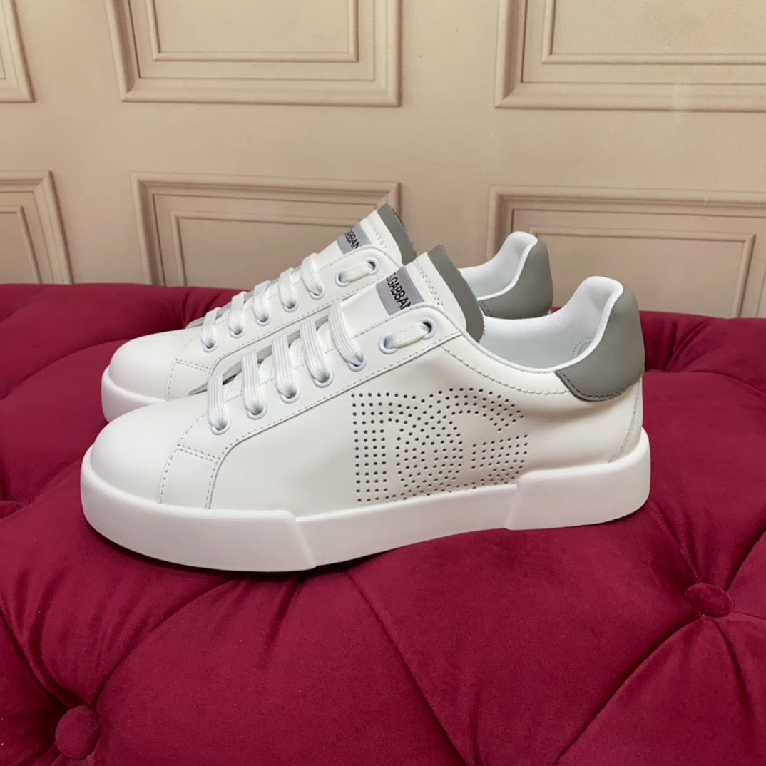 White & Red Leather Casual Sneakers #39 | Men's Streetwear