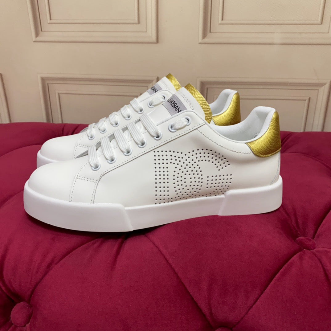 White & Red Leather Casual Sneakers #39 | Men's Streetwear