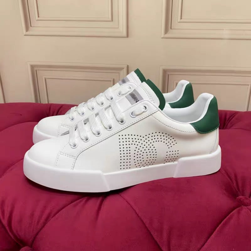 White & Red Leather Casual Sneakers #39 | Men's Streetwear