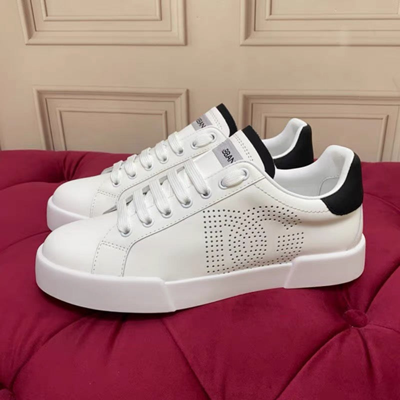 White & Red Leather Casual Sneakers #39 | Men's Streetwear
