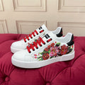 White & Red Leather Casual Sneakers #40 | Men's Streetwear