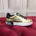 D*G Gold Leather Casual Sneakers #41 | Men's Streetwear